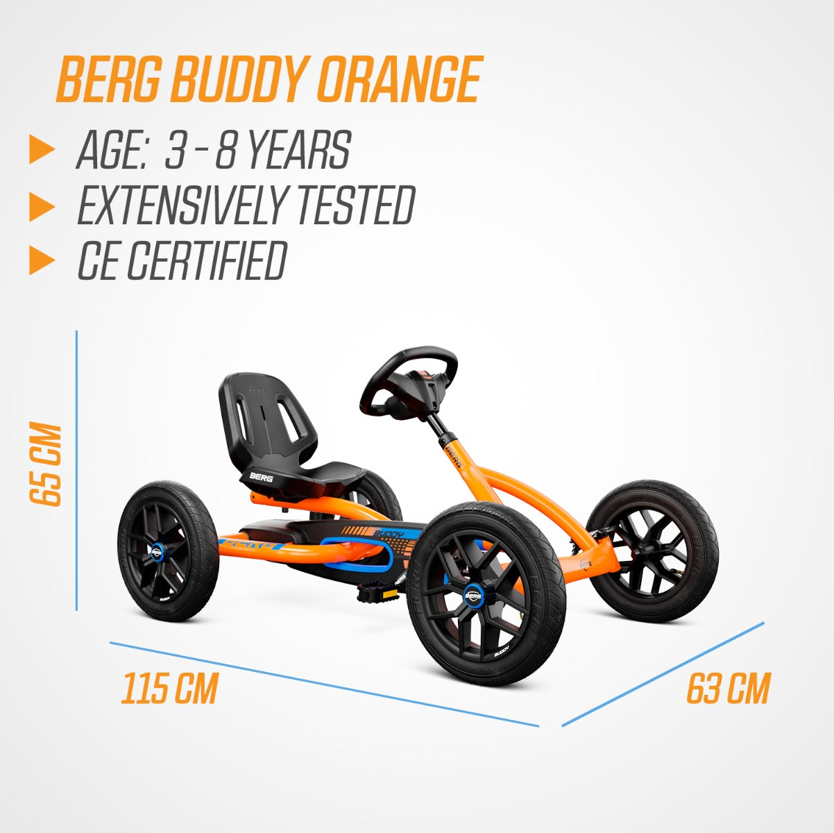 BERG Buddy B Orange with Trailer L and FREE Flashing Light