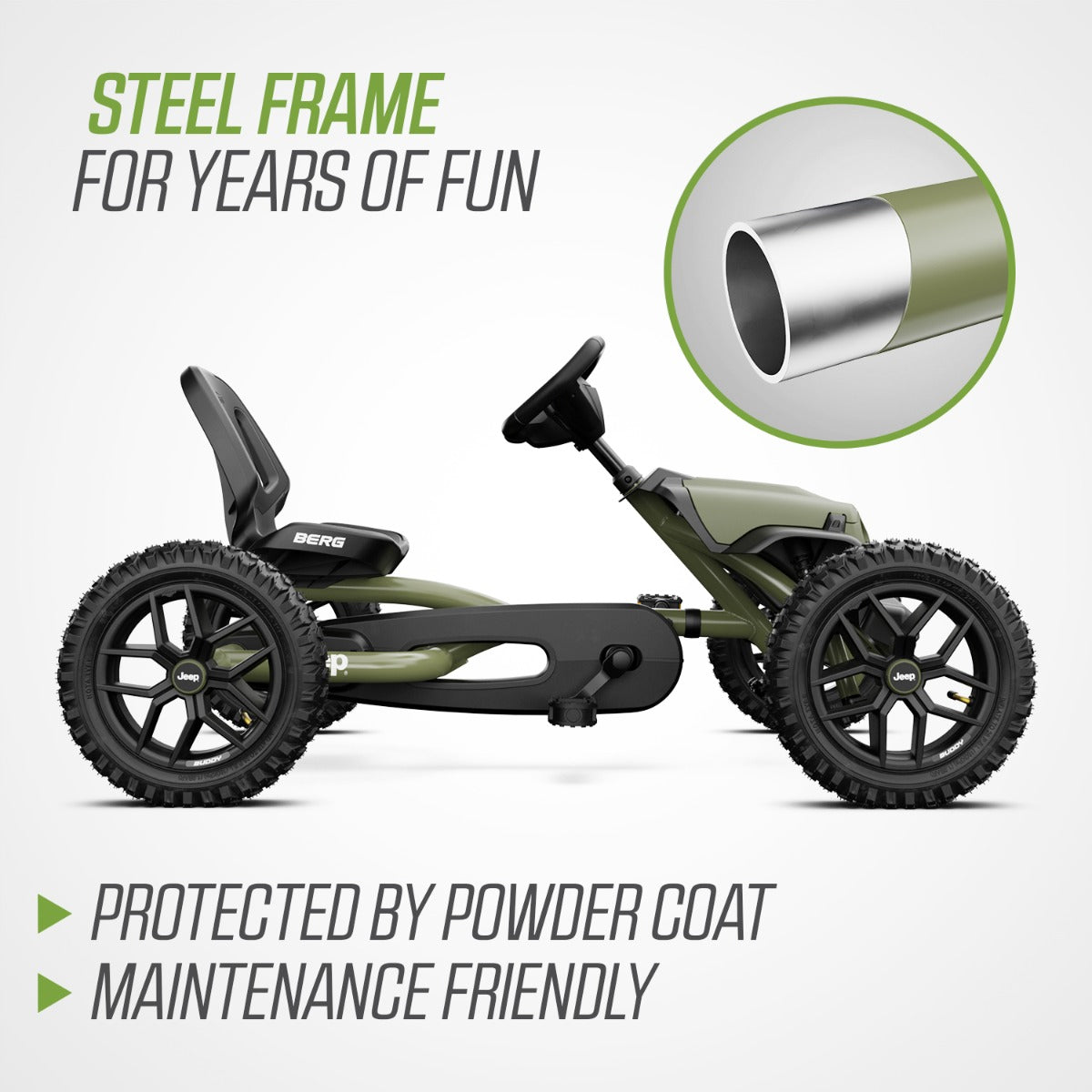BERG Buddy Wrangler go kart with brake free wheel and air tyres - 8715839100044