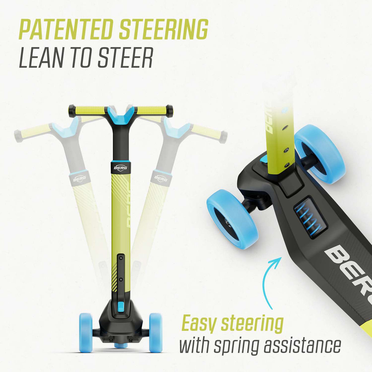 BERG Nexo Foldable 3 Wheeled Scooter Lime