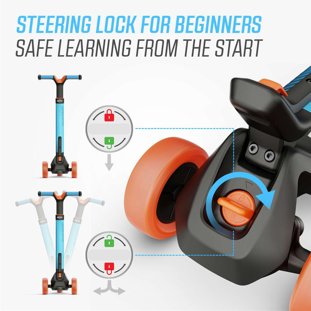 BERG Nexo Foldable 3 Wheeled Scooter Blue