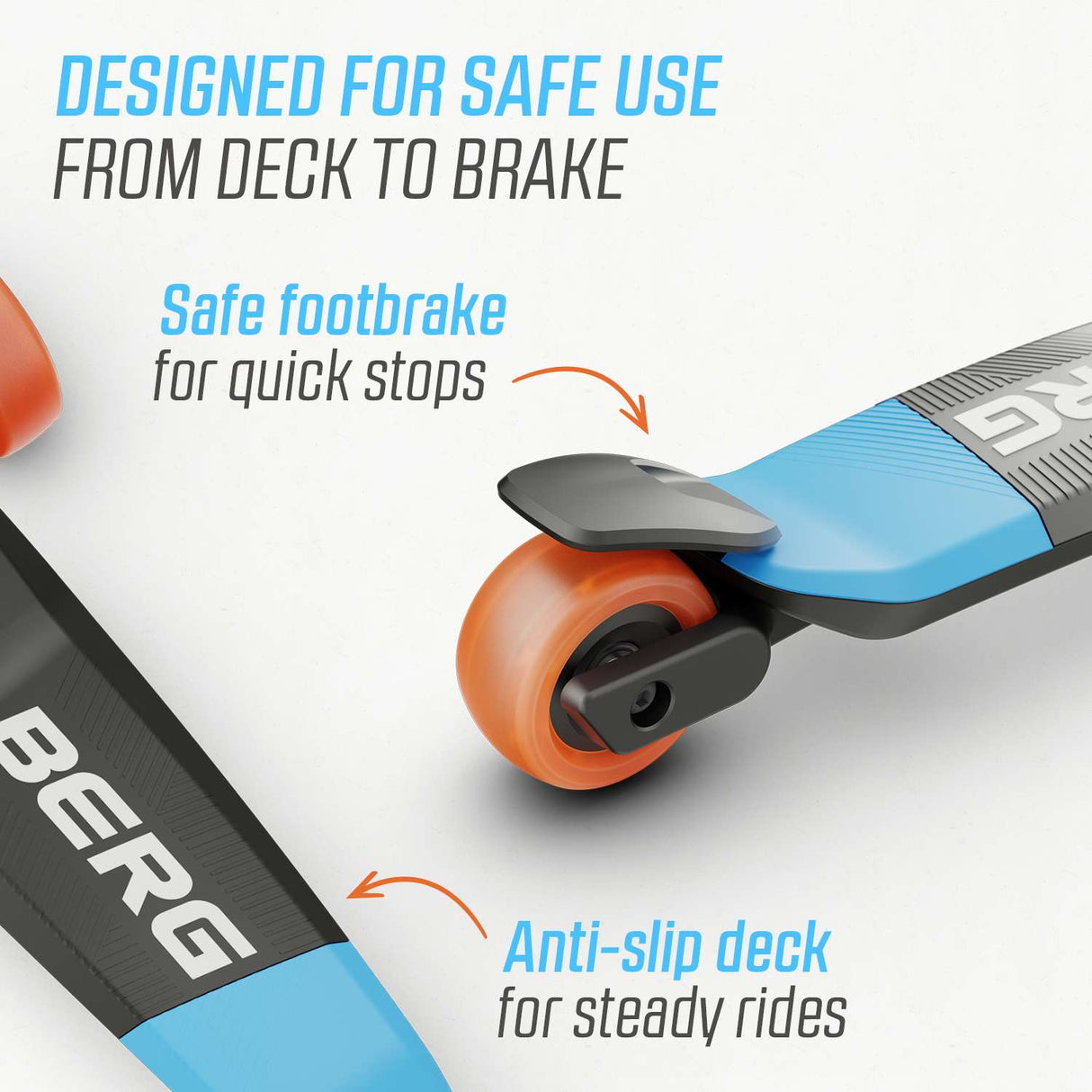 BERG Nexo Foldable 3 Wheeled Scooter Blue