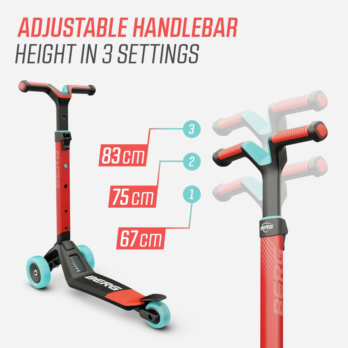 BERG Nexo Foldable 3 Wheeled Scooter Red