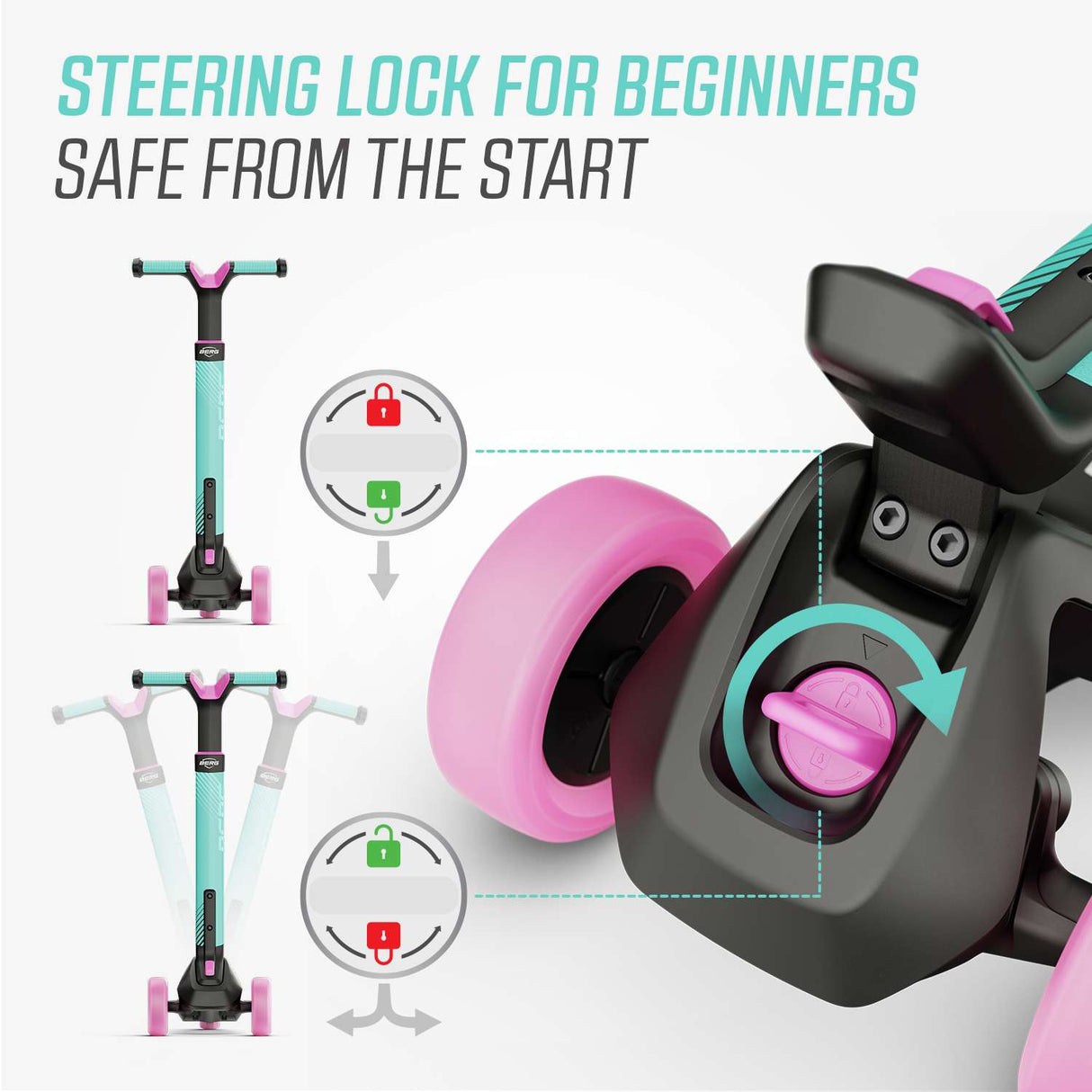 BERG Nexo Foldable 3 Wheeled Scooter Mint