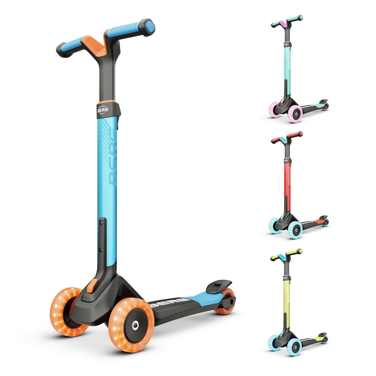 BERG Nexo Foldable Lights 3 Wheeled Scooter Blue