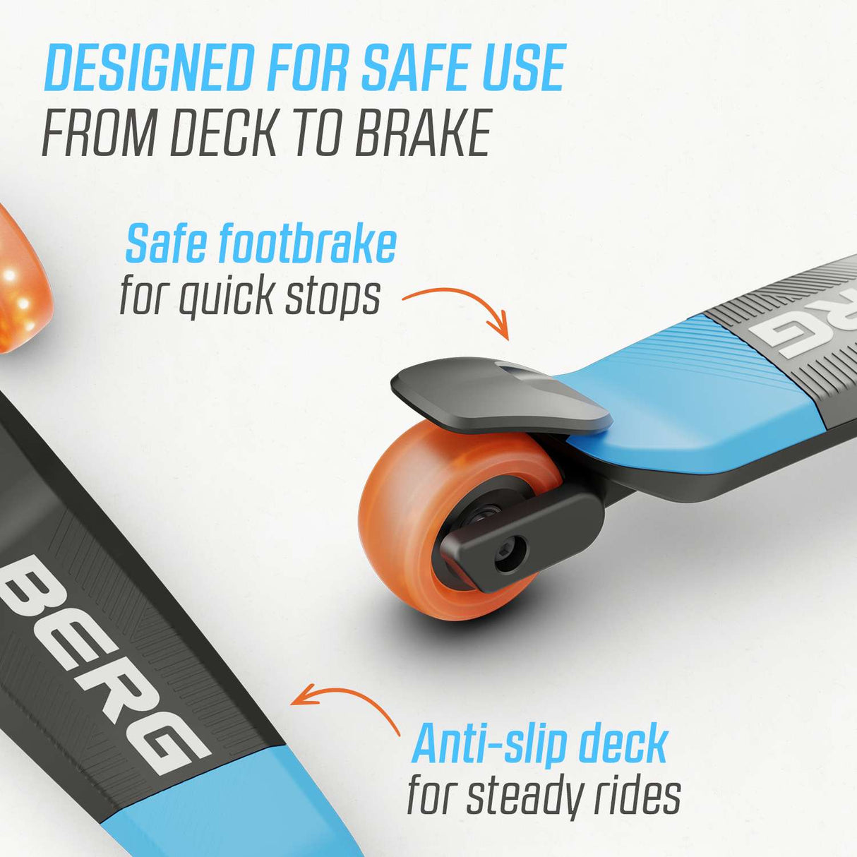 BERG Nexo Foldable Lights LED-Deck 3 Wheeled Scooter Blue