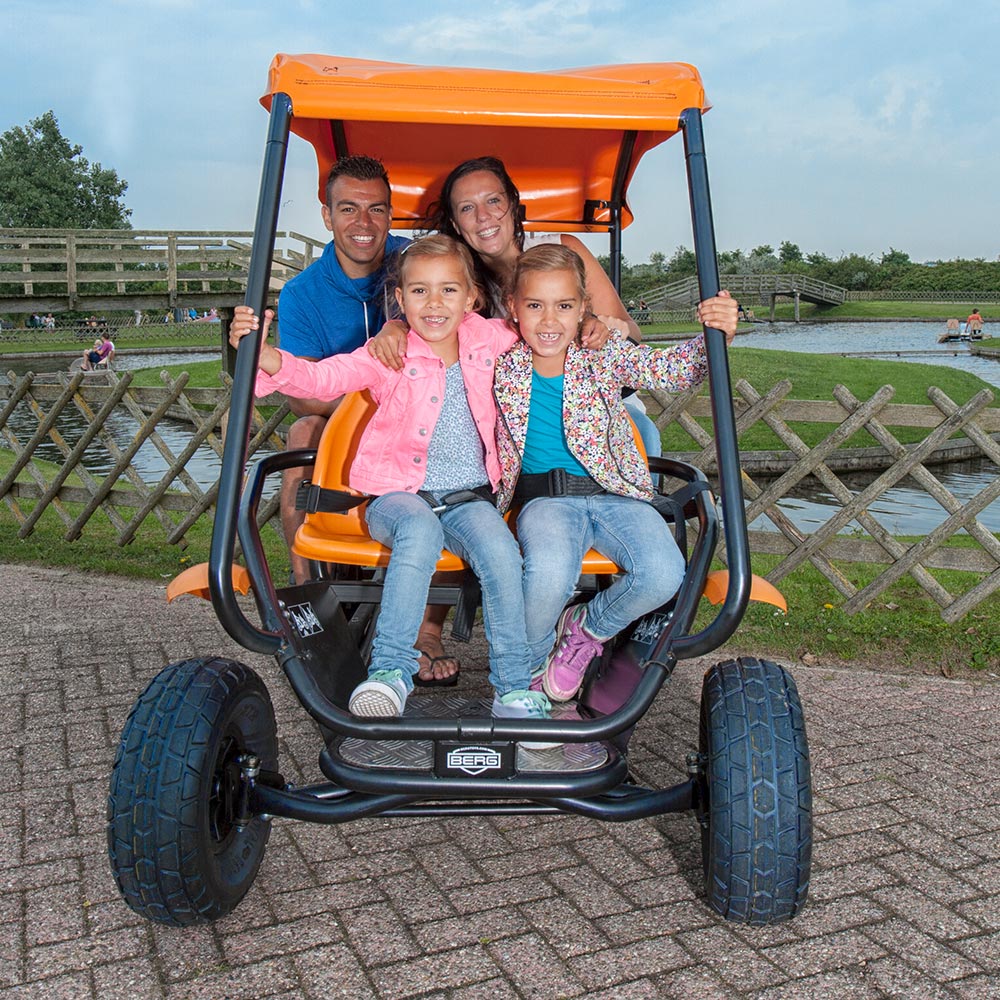 BERG Grand Tour Racer Commercial use Go Kart in use with optional sunroof.