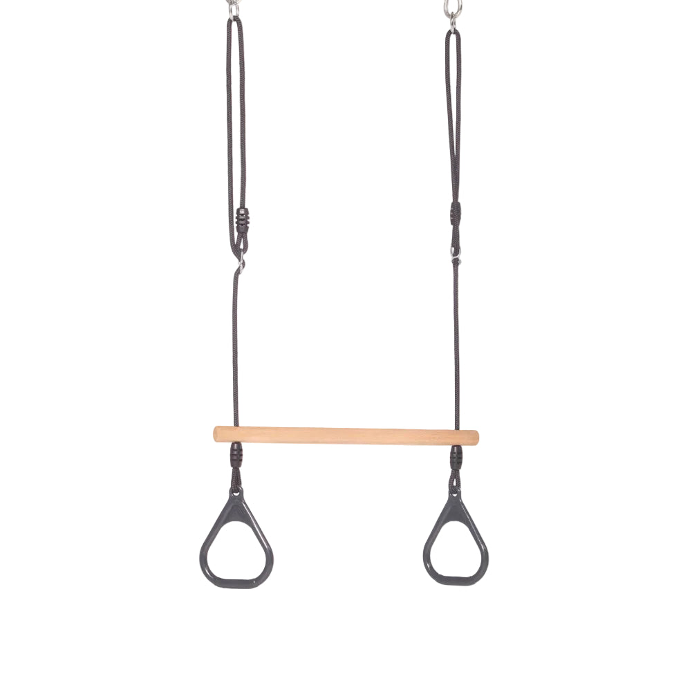 Wooden Ring Trapeze with Plastic Gym Rings - Anthracite