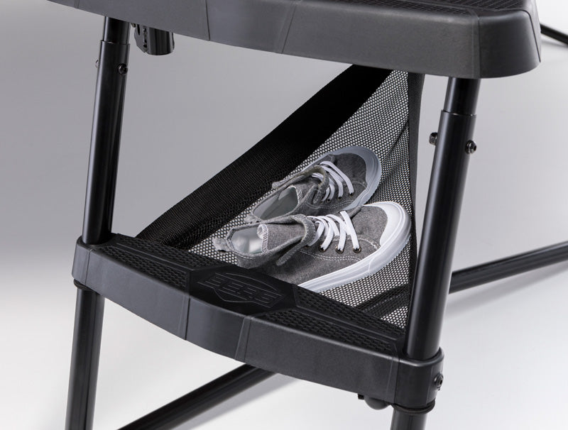 BERG ladder platform shoe tidy in use.