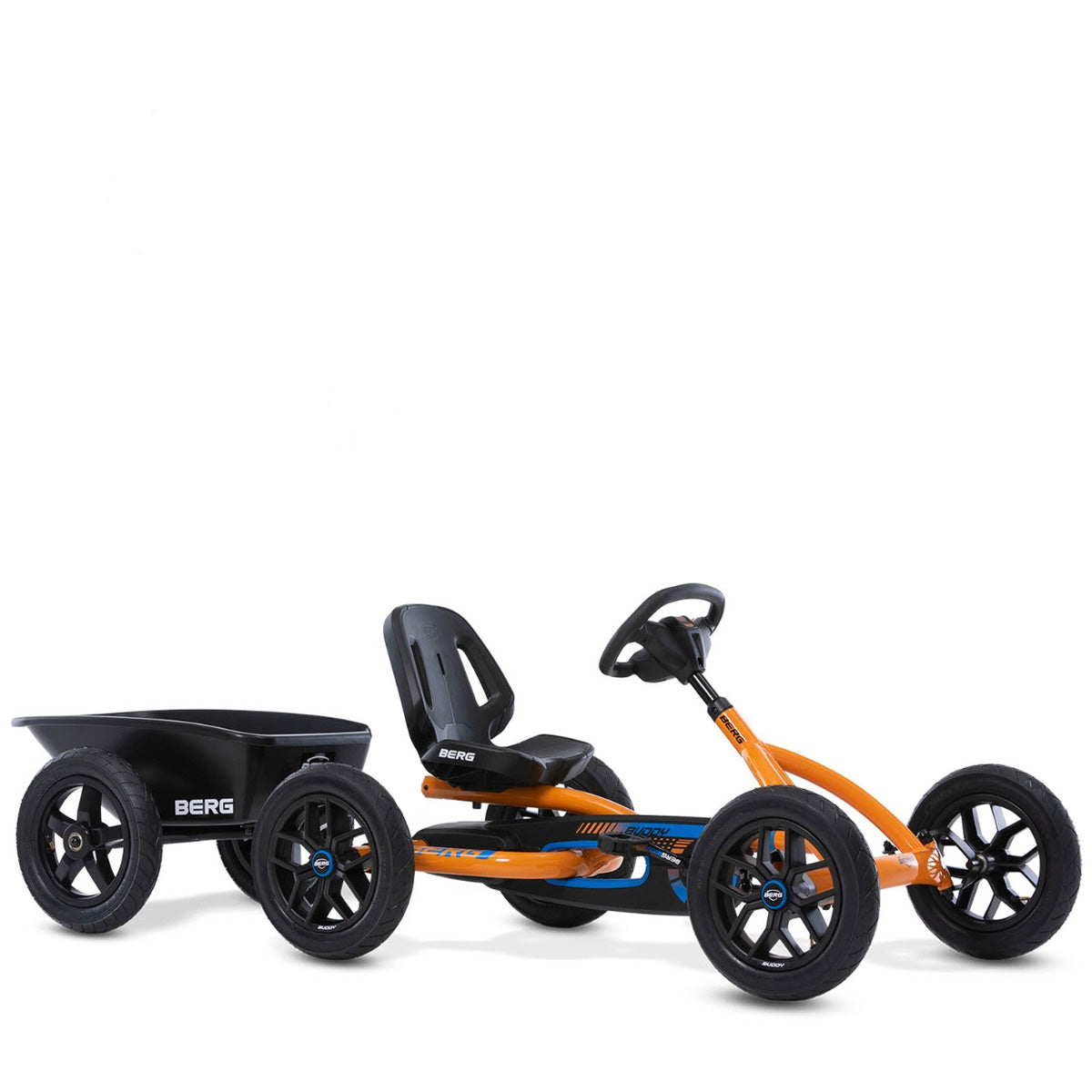 BERG Tandem Trailer L – Voor Buddy En Rally Skelters – Met Kiepfunctie, Dubbele Wielen – Oranje – Neem Al Je Spullen Mee