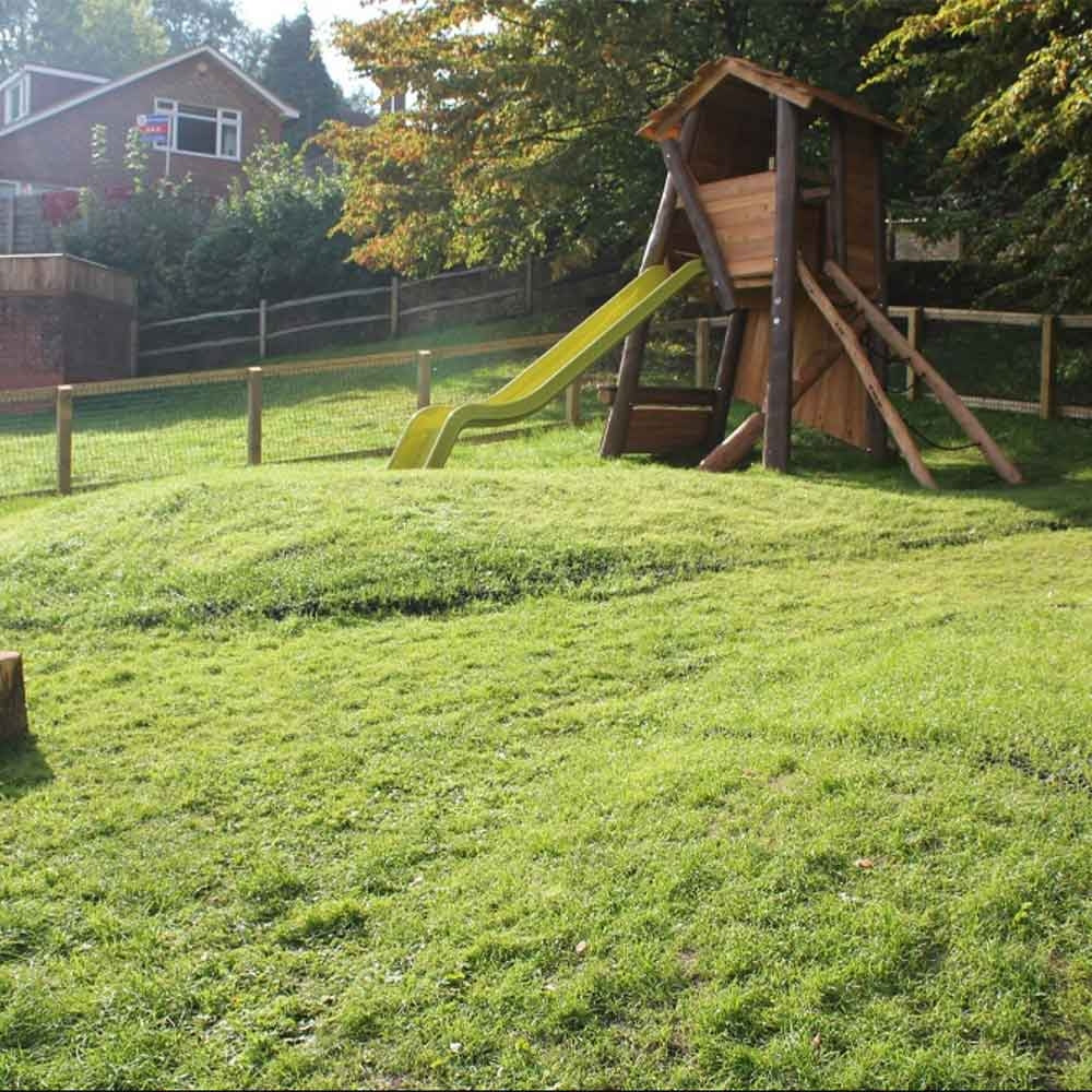 This image shows the mats once the grass has grown through the mats after a few weeks.