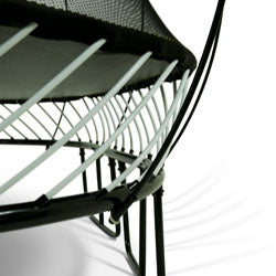 The frame on a Springfree trampoline is well beneath the jumping service (approx. 30cm) so you simply cannot land on it!