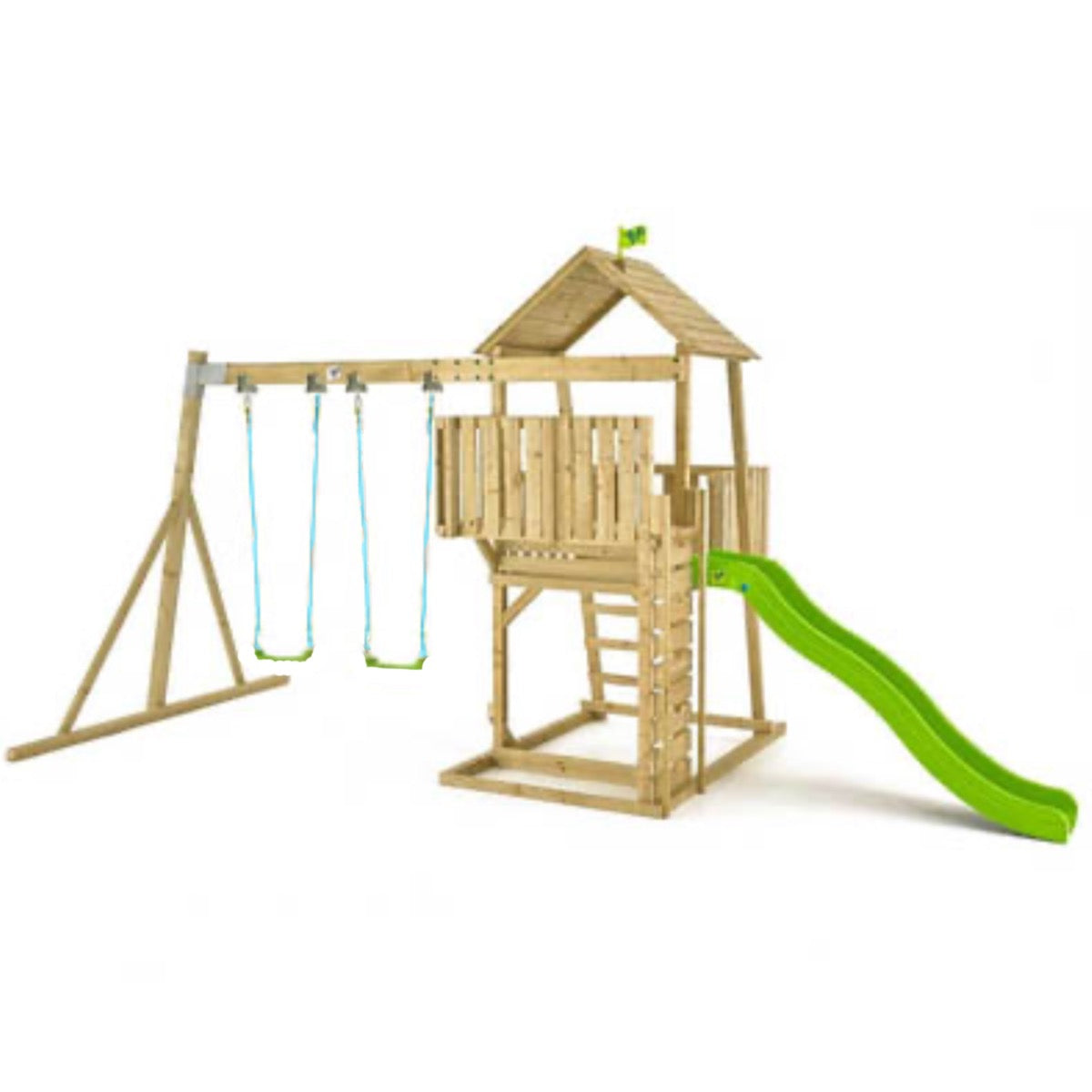 tp Kingswood Wooden Climbing Frame with Swings and 2.5m Slide