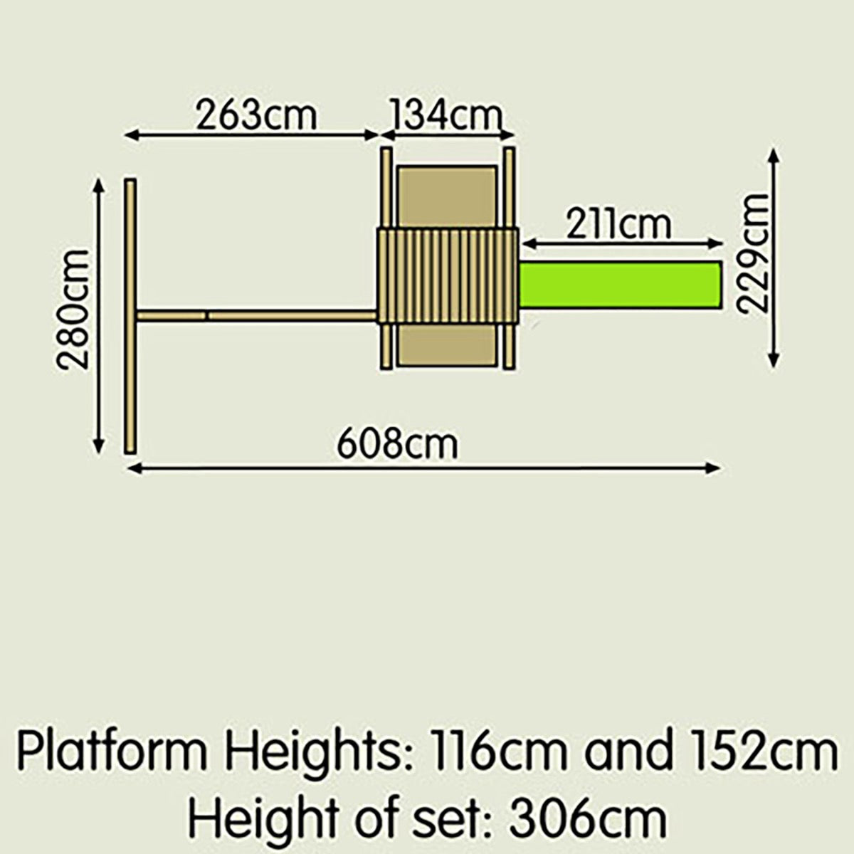 tp Kingswood Wooden Climbing Frame with Swings and 2.5m Slide