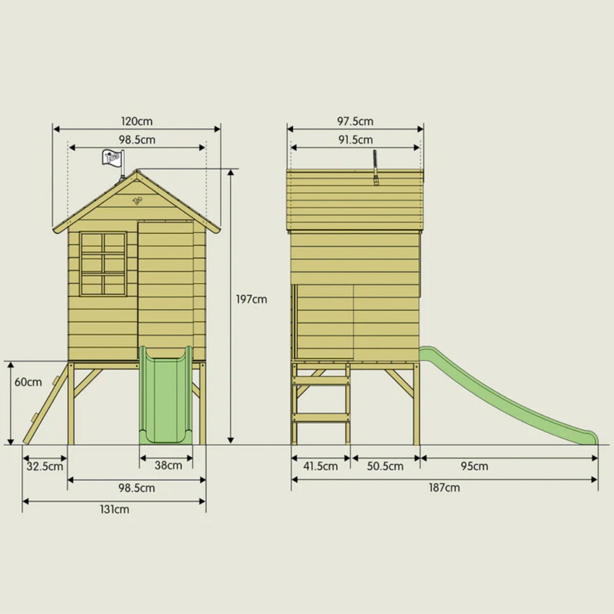 TP Sunnyside Wooden Tower Playhouse with Slide - 5021854913075