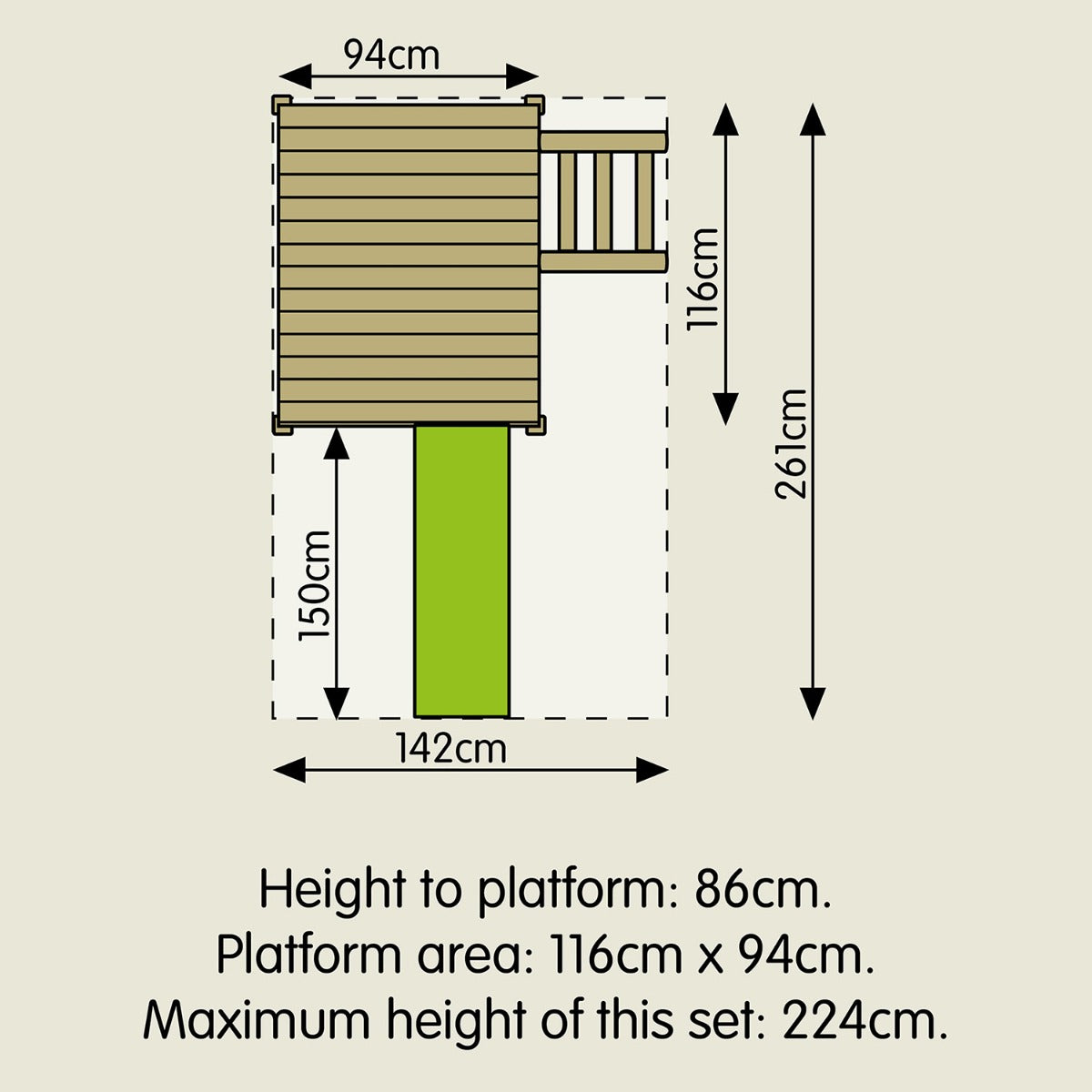 TP Wooden Adventure Multiplay Playhouse with Slide - 5021854903052