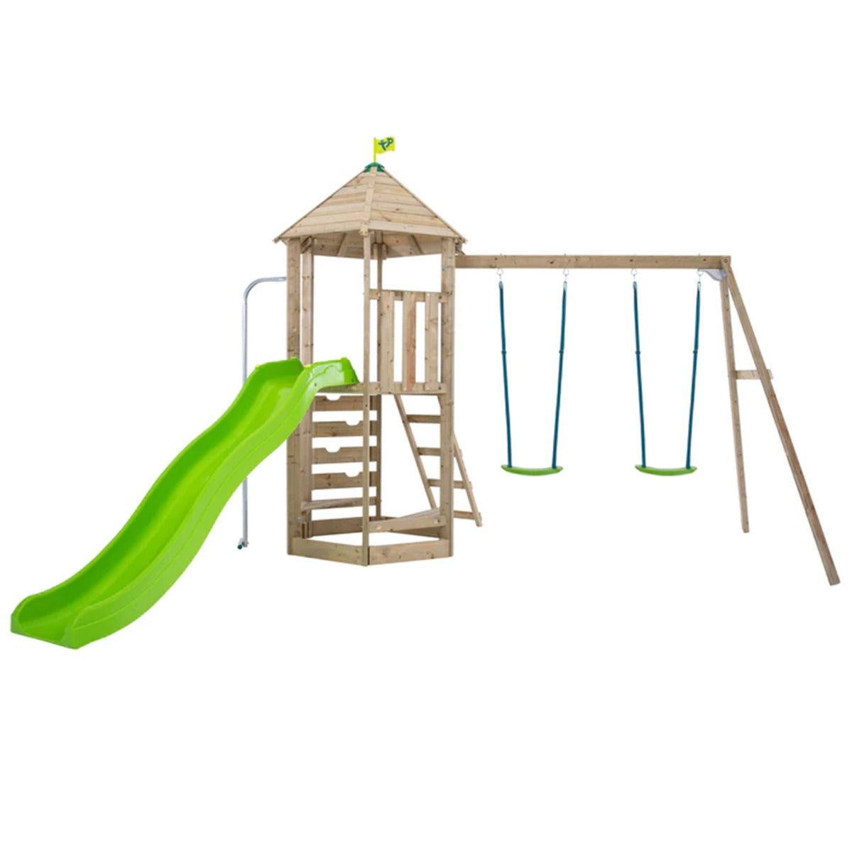 tp Castlewood Beeston Wooden Climbing Frame with Swing Set and Slide - 5021854934032