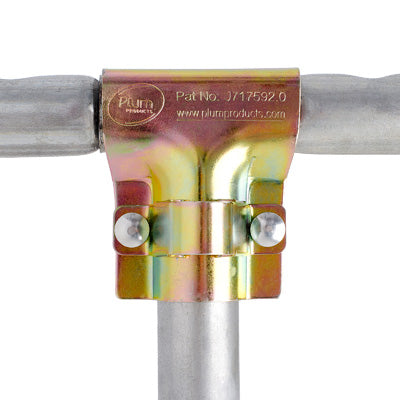 The Plum Tramp Klamp strengthens the joint between the the trampoline leg and the circular frame.