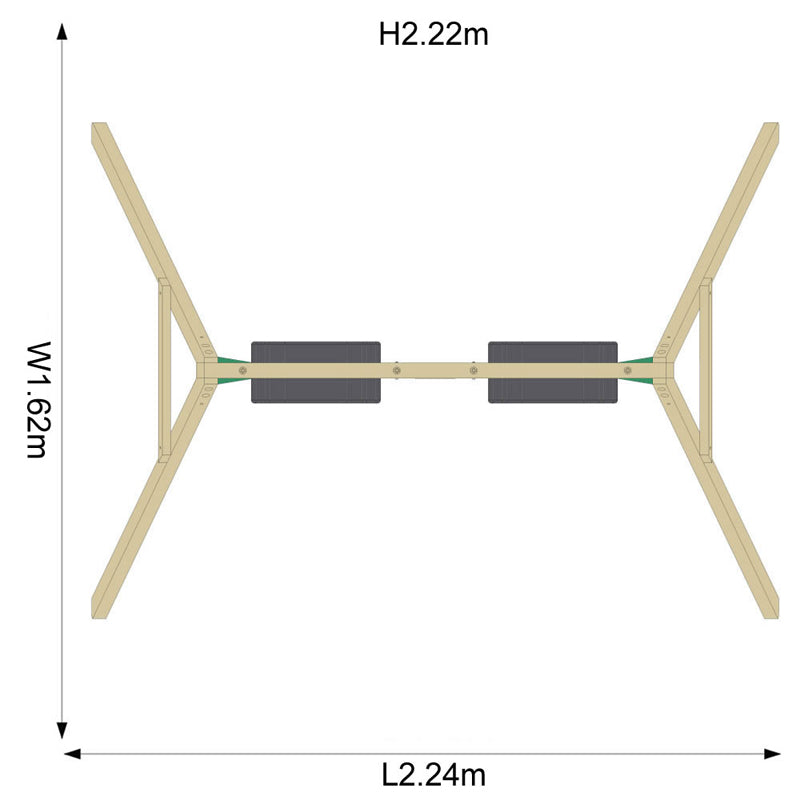 Plum wooden double swing set footprint