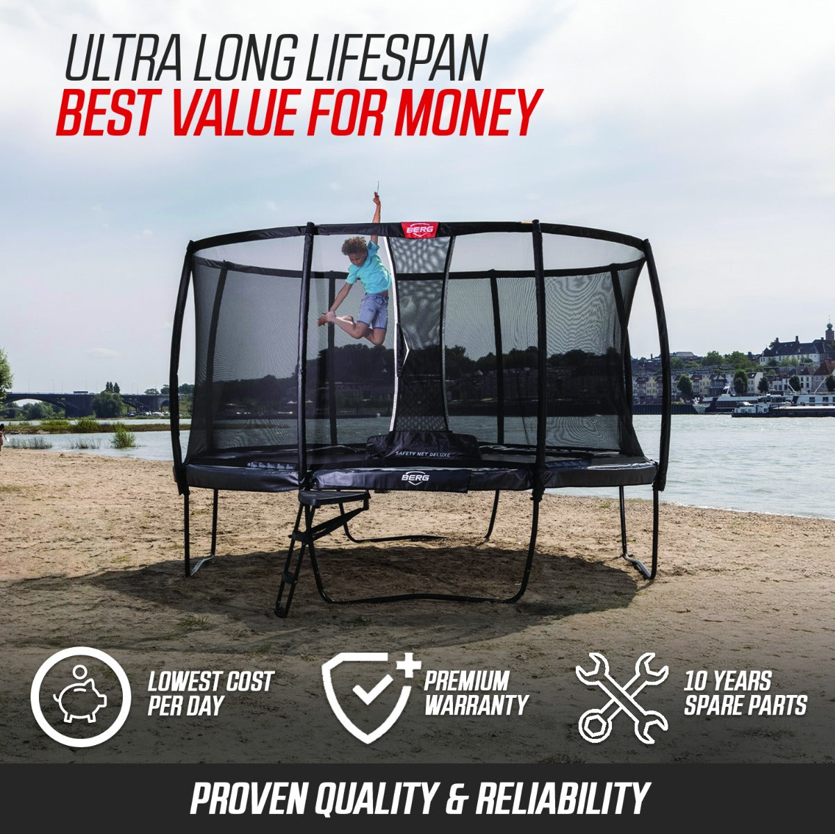 BERG InGround Champion 330 (11ft) Grey with safety net deluxe - 8715839084252