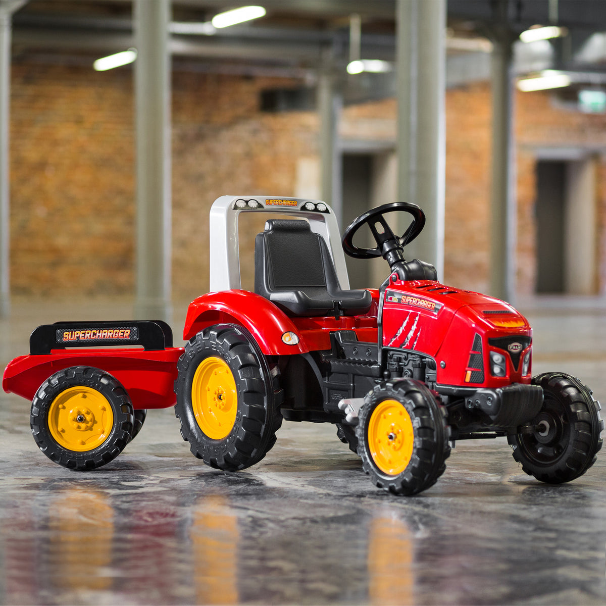 Falk Supercharger Pedal Tractor with Opening Bonnet & Trailer