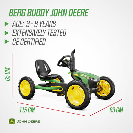 BERG Buddy John Deere Go Kart with brake free wheel and air tyres - 8715839100419
