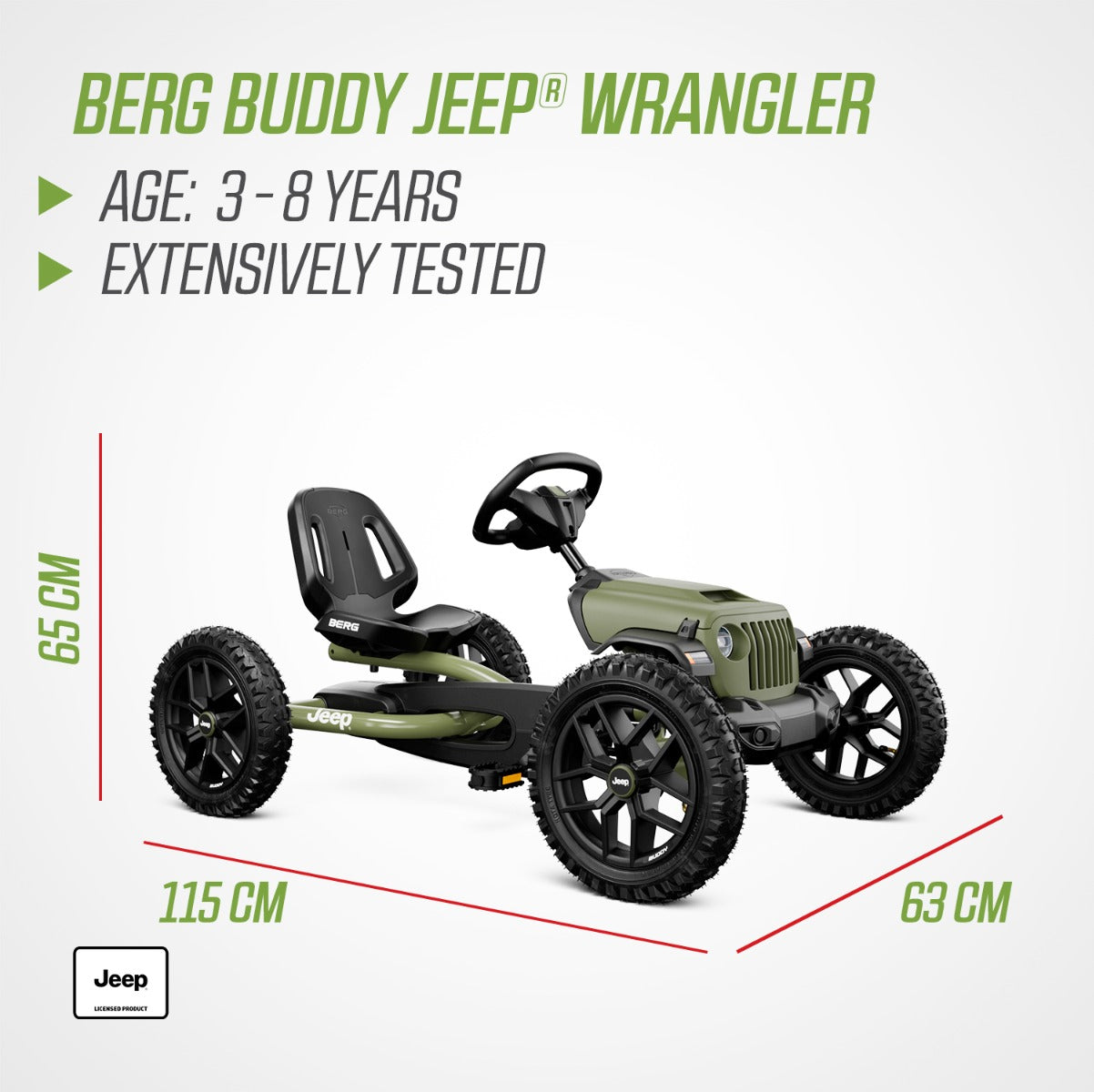 BERG Buddy Wrangler go kart with brake free wheel and air tyres - 8715839100044