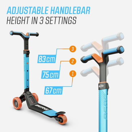 BERG Nexo Foldable 3 Wheeled Scooter Blue