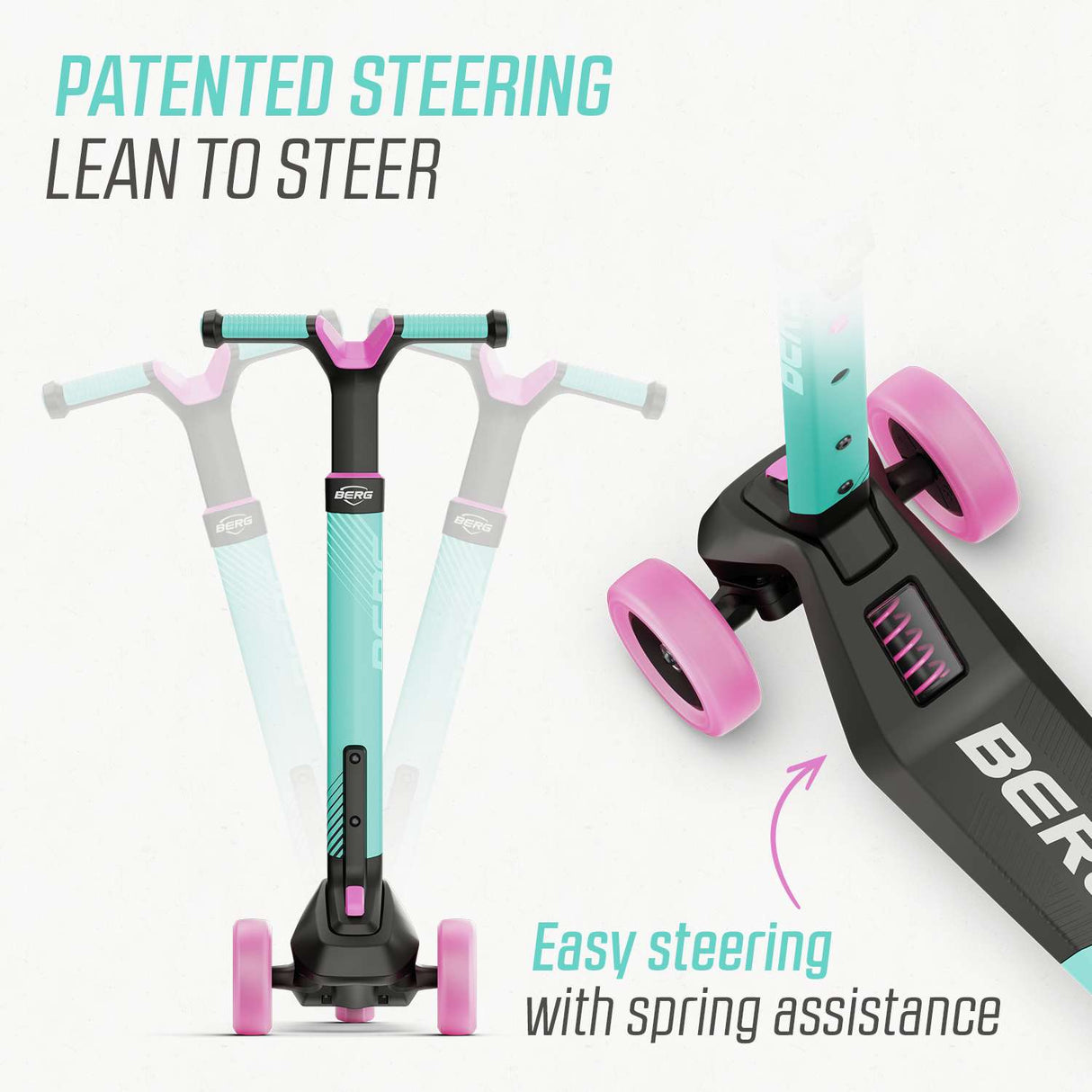 BERG Nexo Foldable 3 Wheeled Scooter Mint