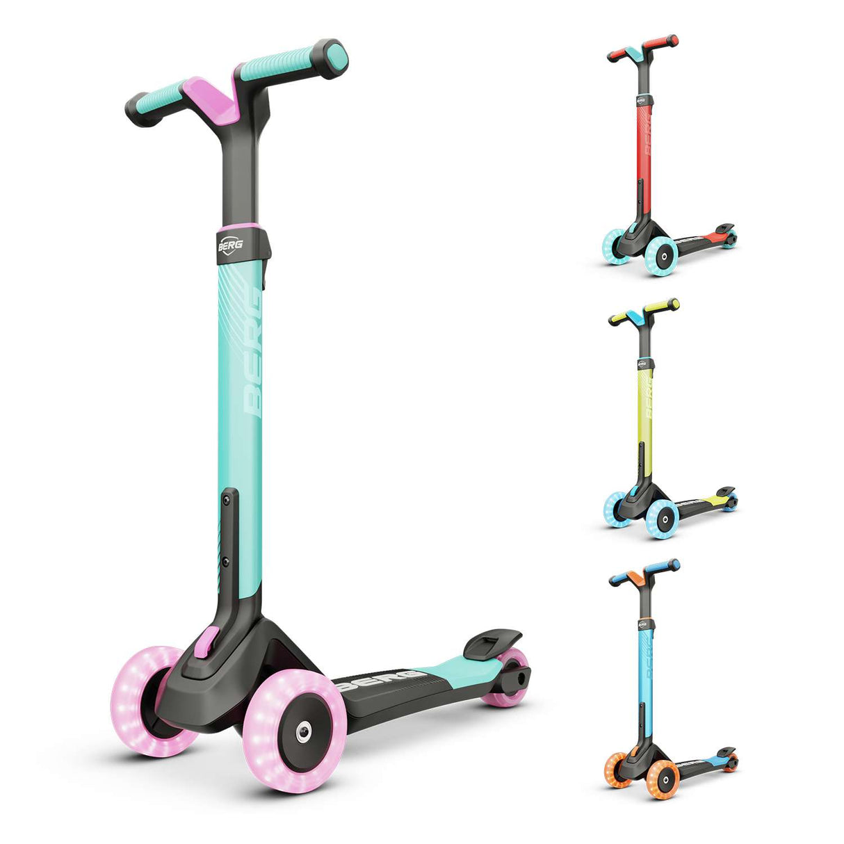 BERG Nexo Foldable Lights 3 Wheeled Scooter Mint