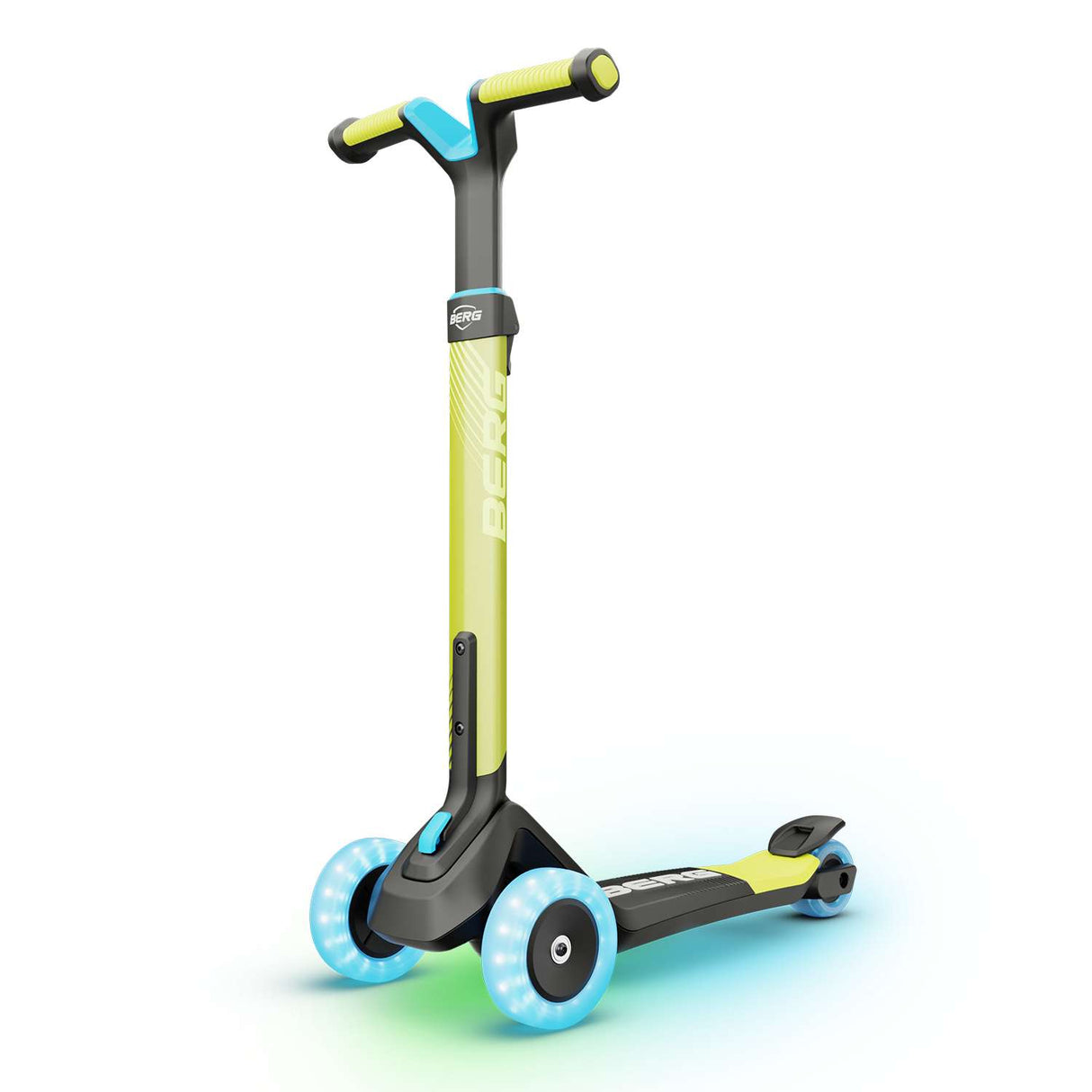 BERG Nexo Foldable Lights LED-Deck 3 Wheeled Scooter Lime