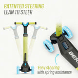 BERG Nexo Foldable Lights LED-Deck 3 Wheeled Scooter Lime