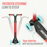 BERG Nexo Foldable Lights LED-Deck 3 Wheeled Scooter Red