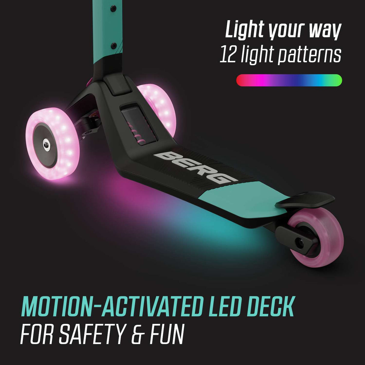BERG Nexo Foldable Lights LED-Deck 3 Wheeled Scooter Mint