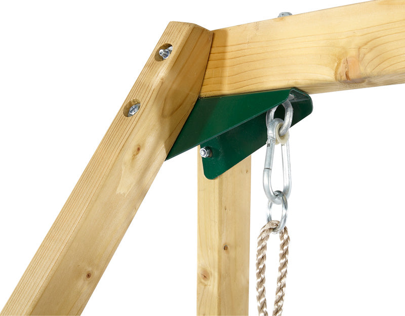 Strong metal conection bewteen the swing beam and the swing A frame.