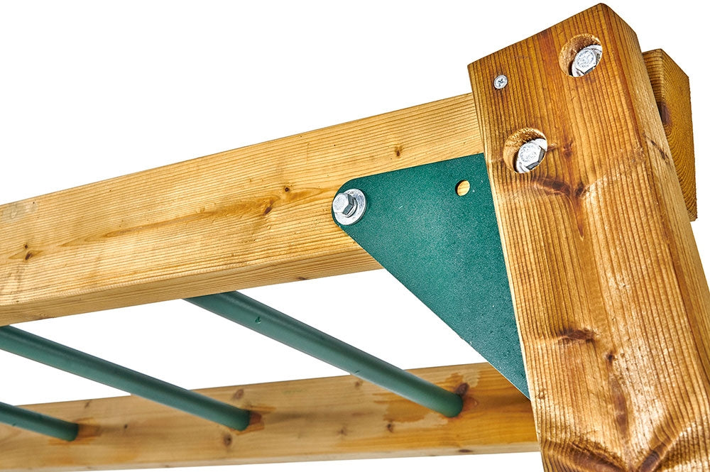 Plum Wooden Monkey Bars with Metal Rungs