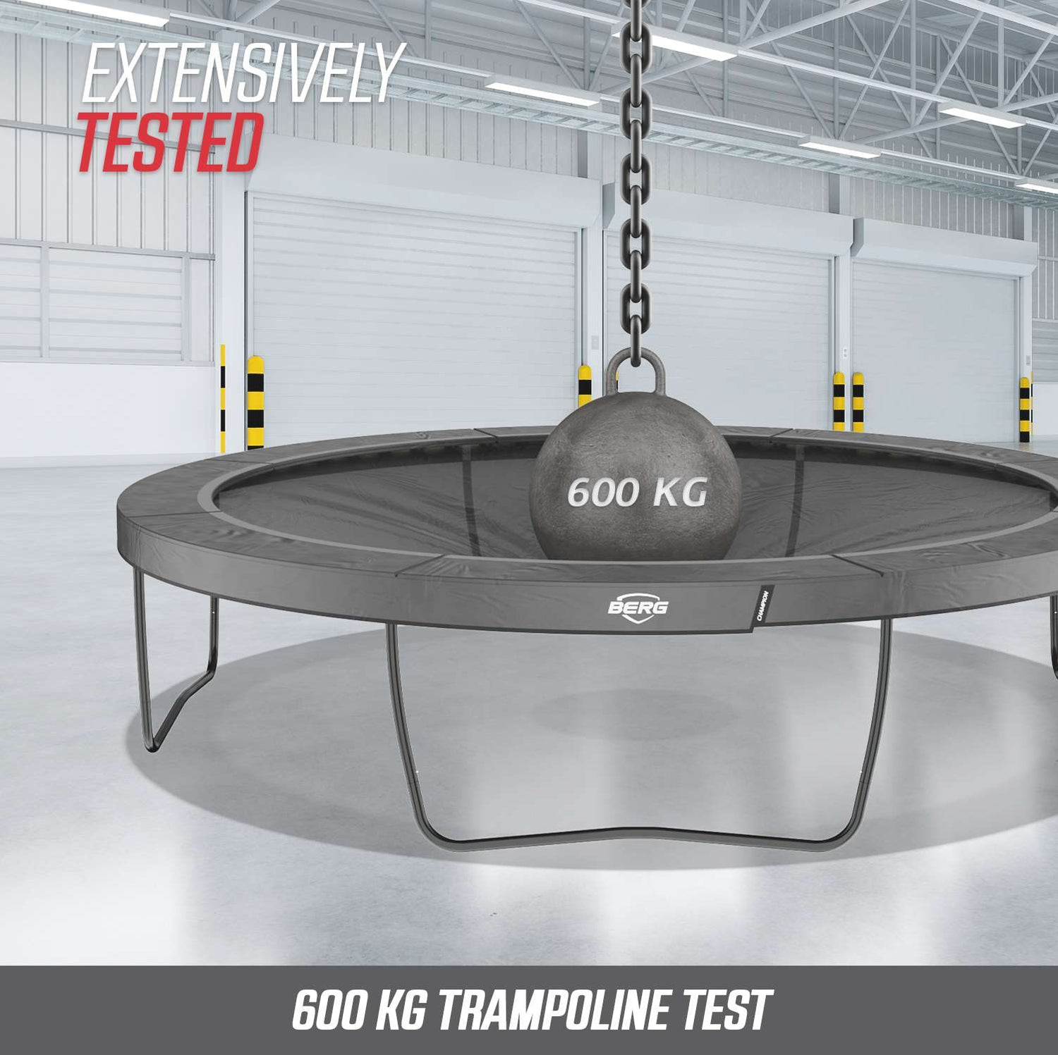 BERG Ultim Champion FlatGround 500 Grey + Safety Net Deluxe XL - 5m x 3m (16ft 4" x 9ft 10")