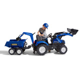 Falk New Holland T8 Pedal Tractor with Front Loader & Trailer