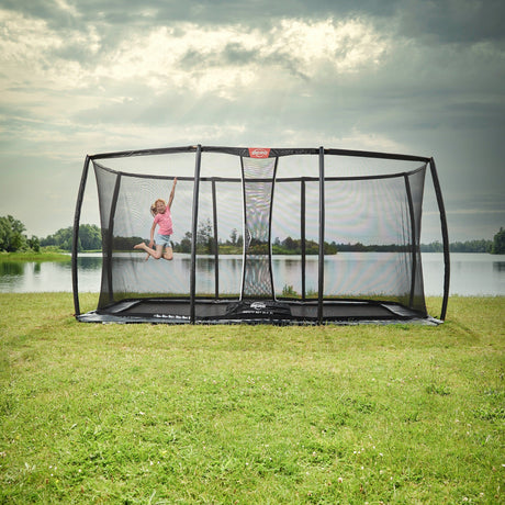 BERG Ultim Elite FlatGround 500 Grey + Safety Net DLX XL - 5m x 3m (16ft 4" x 9ft 10")