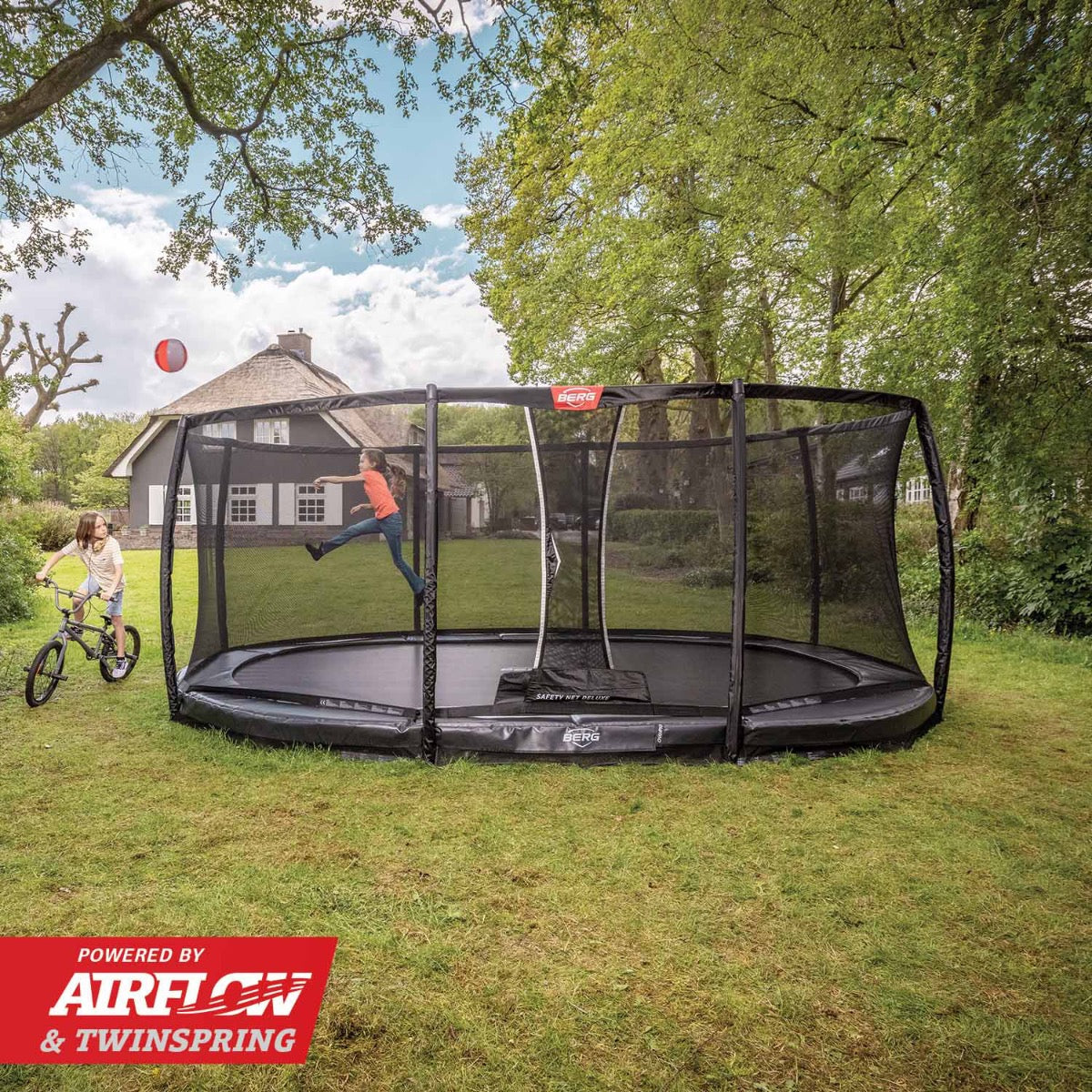 BERG Grand Champion InGround 350 Grey with Safety Net Deluxe - 8715839101355