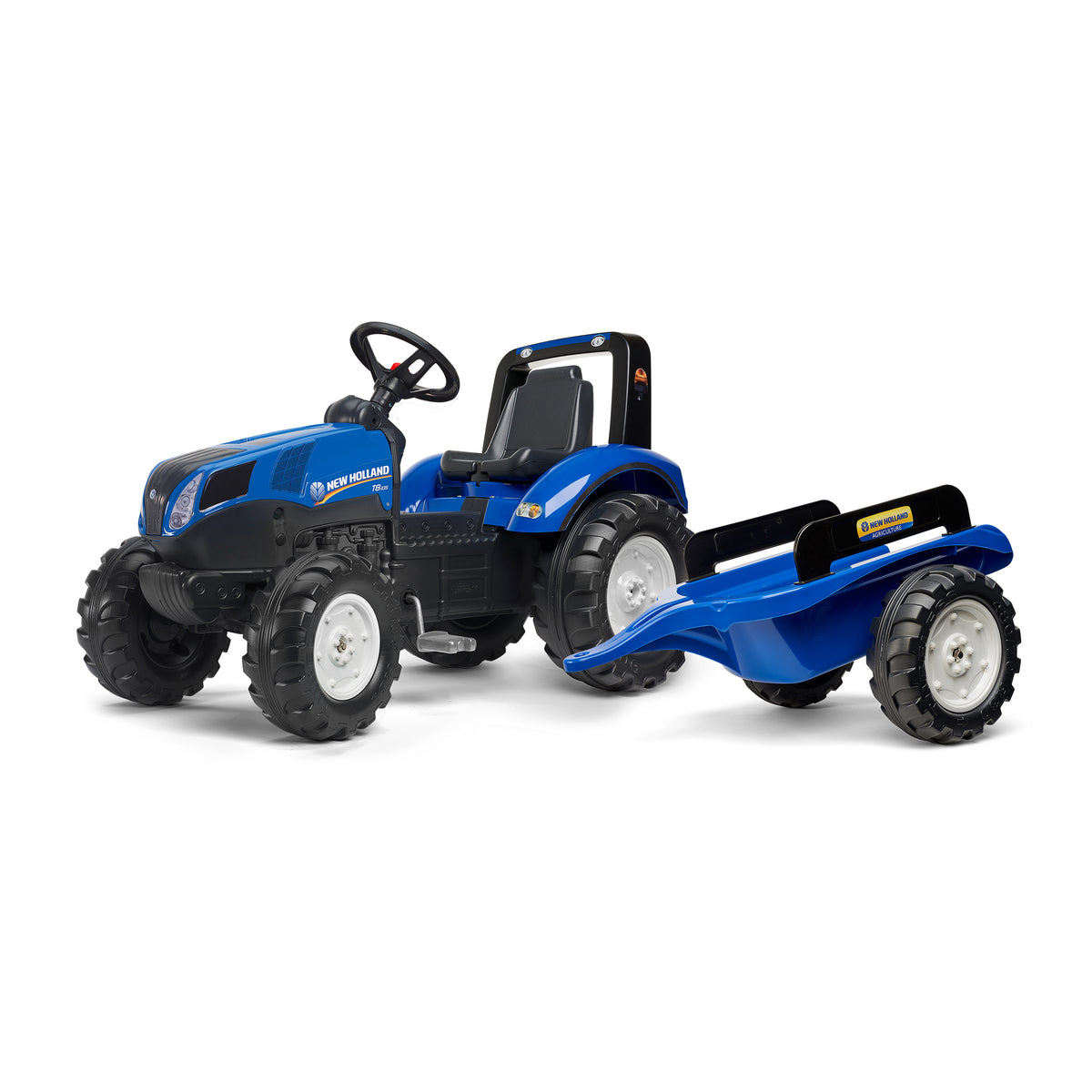 Falk New Holland T8 Pedal Tractor with Trailer