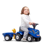 Falk New Holland Ride-On Tractor with Trailer, Rake & Shovel