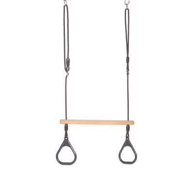 Wooden Ring Trapeze with Plastic Gym Rings - Anthracite