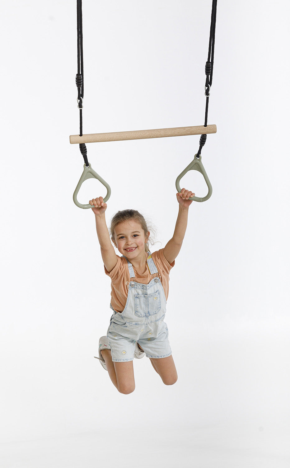 Wooden Ring Trapeze with Plastic Gym Rings - Pastel Green