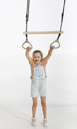 Wooden Ring Trapeze with Plastic Gym Rings - Pastel Green