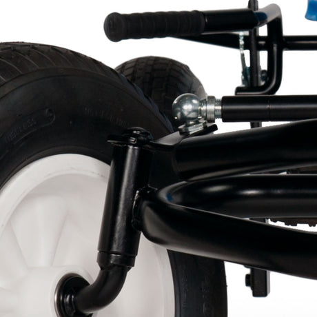 Double ballbearing steering which makes turning easier and smoother.