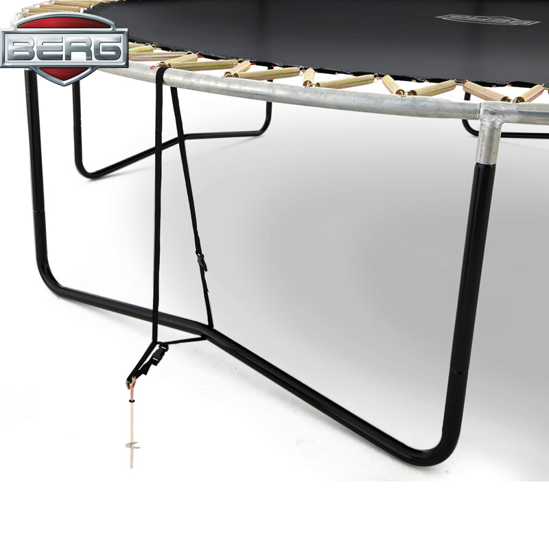 The BERG anchor set helps to keep your trampoline firmly on the ground.