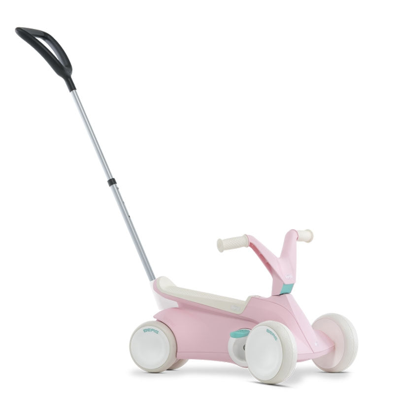 BERG Go2 pink shown with optional push handle.