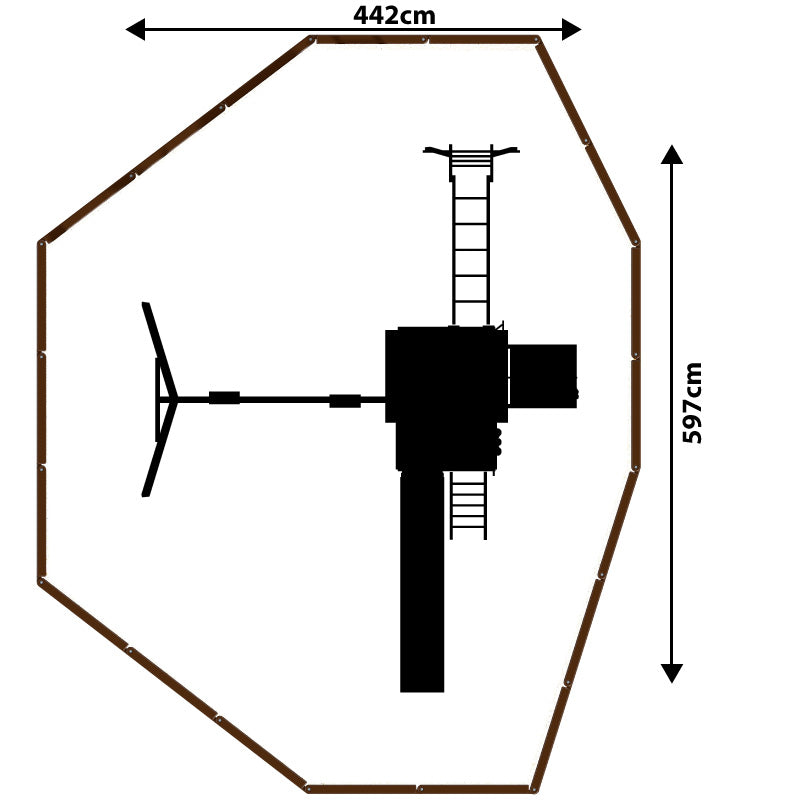 The optional back to back glider that can be added as a cost option in place of one of the sling swings