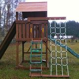 An example of the deluxe rope ladder attached to a Williamsburg set.  Attached at an angle.