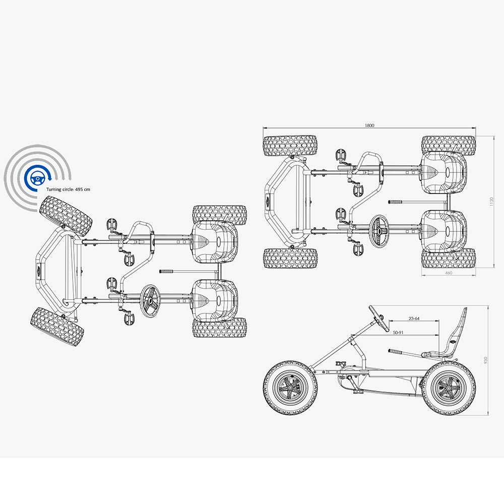 BERG Duo Coaster for Commercial / Leisure use - Dimensions.